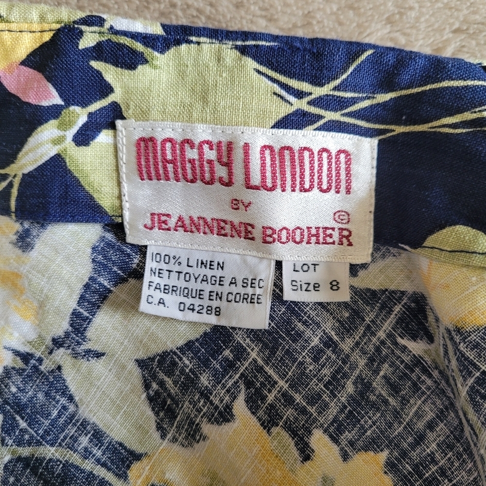 Maggy London by Jeannene Booher drop waist linen floral dress size 8 - Picture 11 of 14